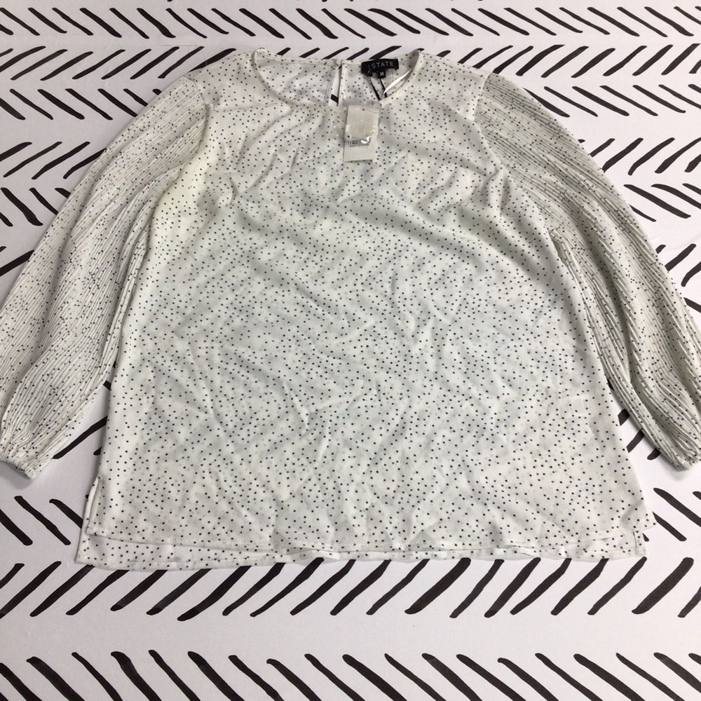1 state medium long sleeve polka dot blouse